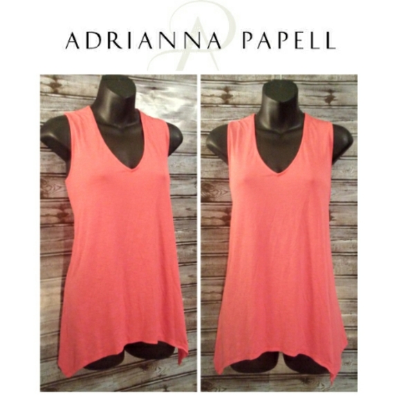 Adrianna Papell Tops - Coral Punch Long Sided Tank by Adrianna Papell